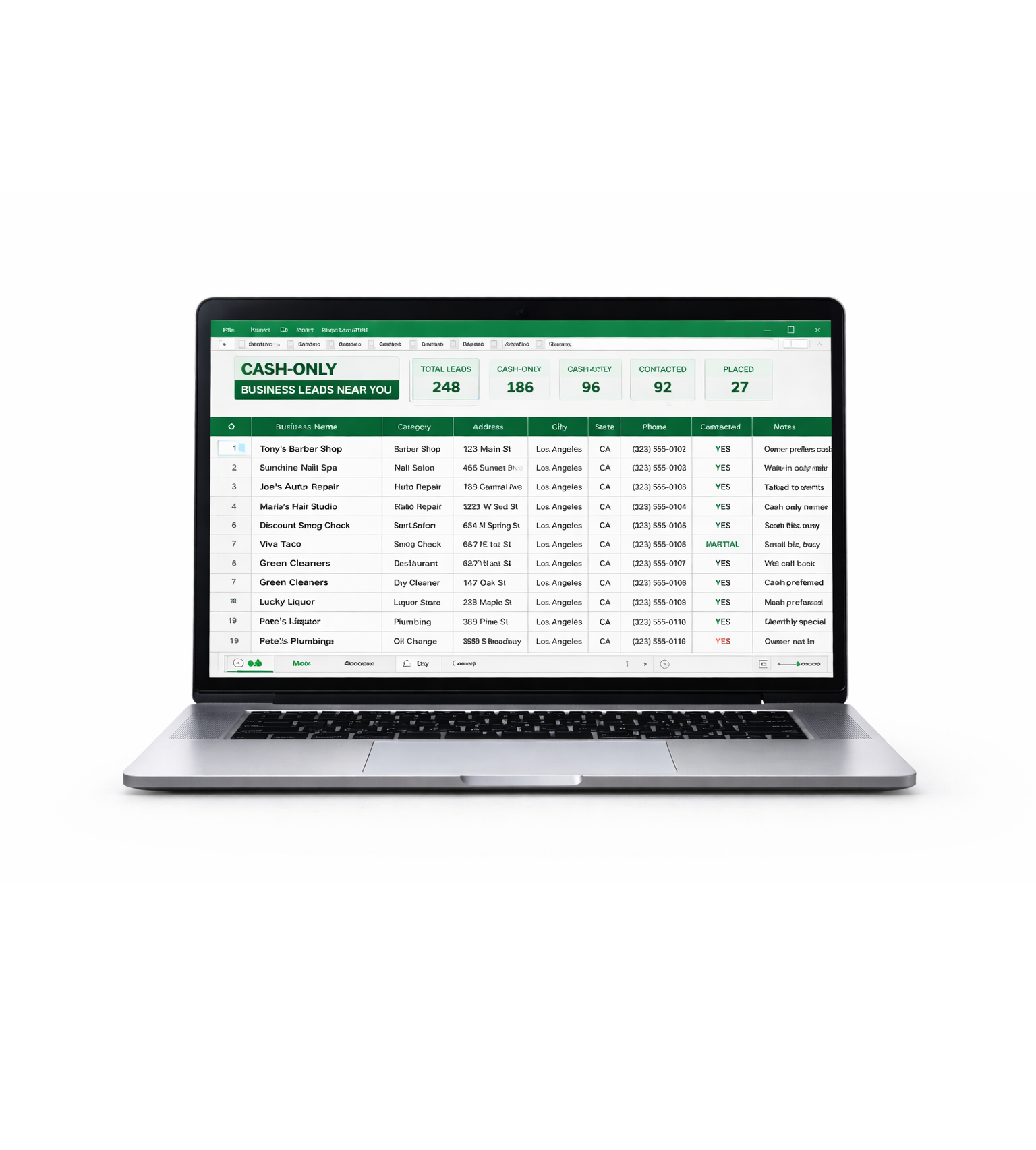 Generate Cash-Only Business Leads Near You — Excel Sheet